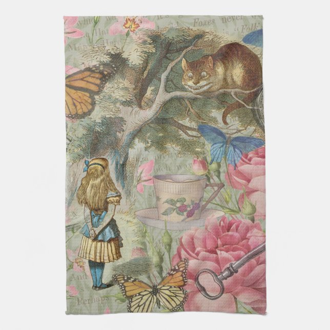 Linge De Cuisine Alice Cheshire Chat Wonderland Tree Garden (Vertical)