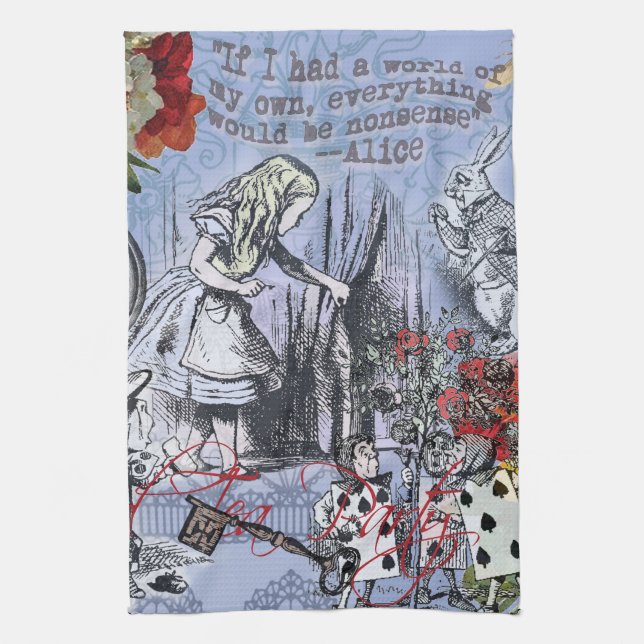 Linge De Cuisine Alice nonsense rideau merveilleux - Bleu (Vertical)