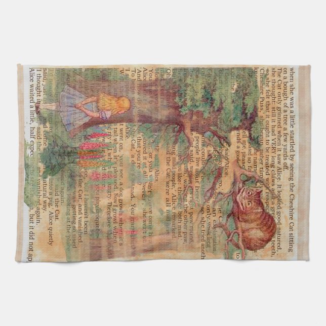 Linge De Cuisine Alice rencontre le Cheshire .cat (Horizontal)