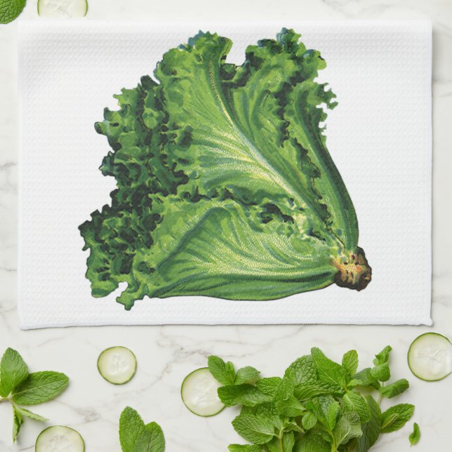 Linge De Cuisine Aliments Anciens, Légumes de Laitue à Feuilles Ver (Plié)
