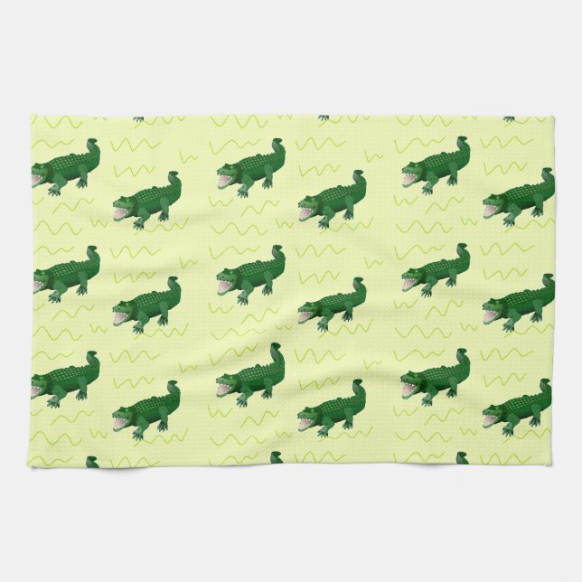 Linge De Cuisine Alligator en jaune (Horizontal)