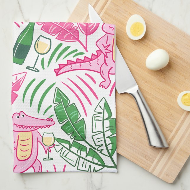 Linge De Cuisine Alligator Vin rose vert Preppy (Quart Plié)