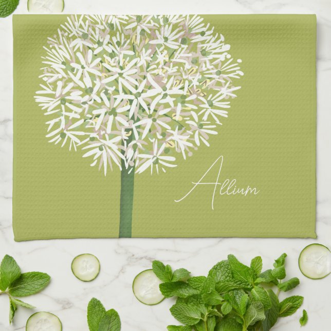Linge De Cuisine  Allium Flower Botanical Art | Elegant Flora (Plié)