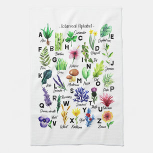 Linge De Cuisine Alphabet botanique moderne Jardin floral