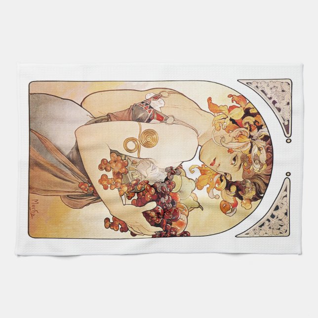 Linge De Cuisine Alphonse Mucha Lady Au Fruit (Horizontal)