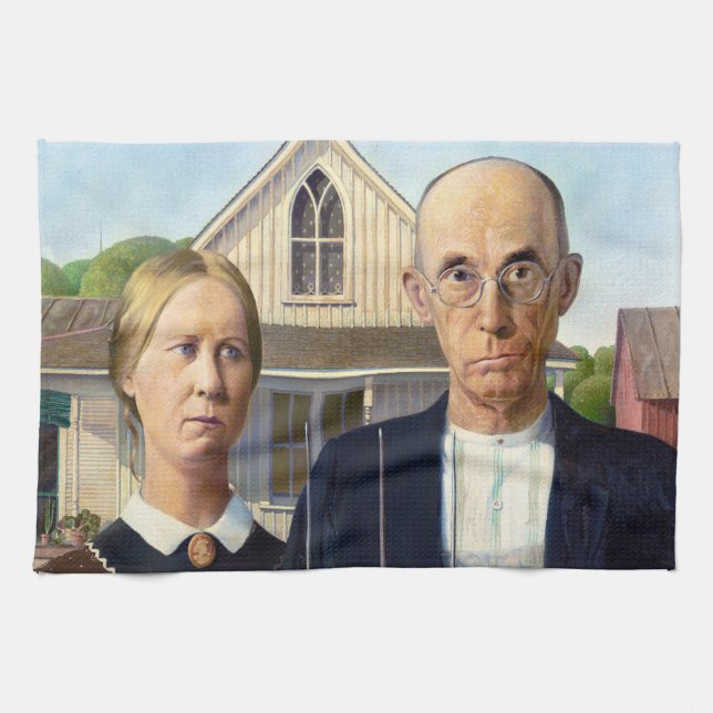 Linge De Cuisine American gothique classique peinture Grant Wood (Horizontal)
