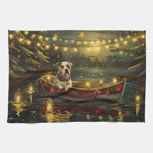 Linge De Cuisine American Staffordshire Noël Festival Voyage (Horizontal)