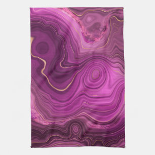 Linge De Cuisine Améthyste Violet Et Agate Abstrait Or