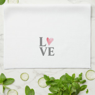 Linge De Cuisine AMOUR Aquarelle rose douce Coeur Valentine Art