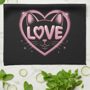 Linge De Cuisine Amour de chat scintillant