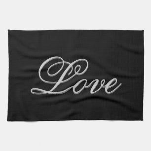 Linge De Cuisine Amour Gris Noir Sophistiqué