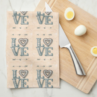 Linge De Cuisine AMOUR, main dessinée à flèches et coeur - cuisine