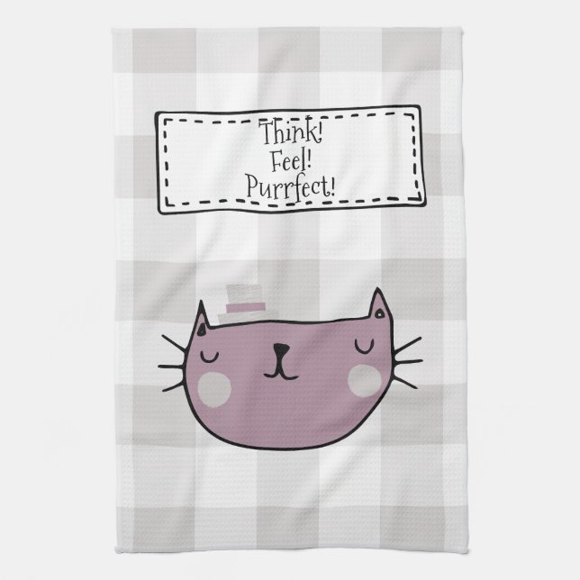 Linge De Cuisine Amoureux des chats Whimsical Purrfect Buffalo Plai (Vertical)