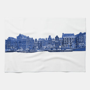 Linge De Cuisine Amsterdam en style Delft bleu