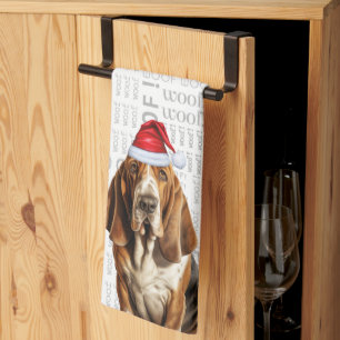 Linge De Cuisine Amusant chien de vacances Basset Hound Noël