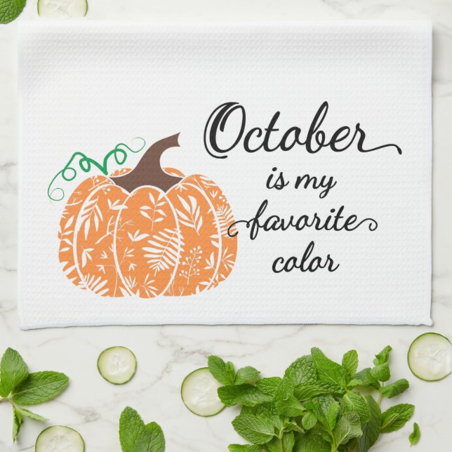 Linge De Cuisine Amusant Cute Orange Octobre Citrouille Automne Ser (Plié)