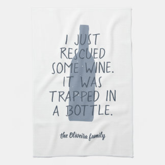 Linge De Cuisine Amusant Juste Secouru Vin Trappé Bouteille Nom de 