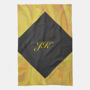 Linge De Cuisine Ananas et Monogramme noir