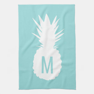 Linge De Cuisine ananas monogramme bleu pastel