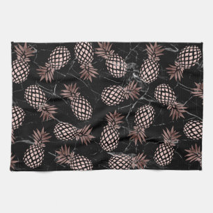 Linge De Cuisine ananas rose d'or de marbre noir moderne élégant