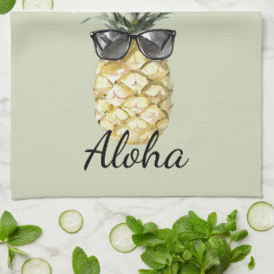 Linge De Cuisine Ananas Tropical Aloha avec Lunettes de Soleil