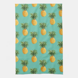 Linge De Cuisine Ananas Tropical Sur Turquoise