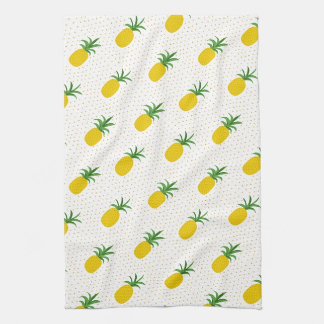 Linge De Cuisine Ananas tropicaux d'or (Vertical)