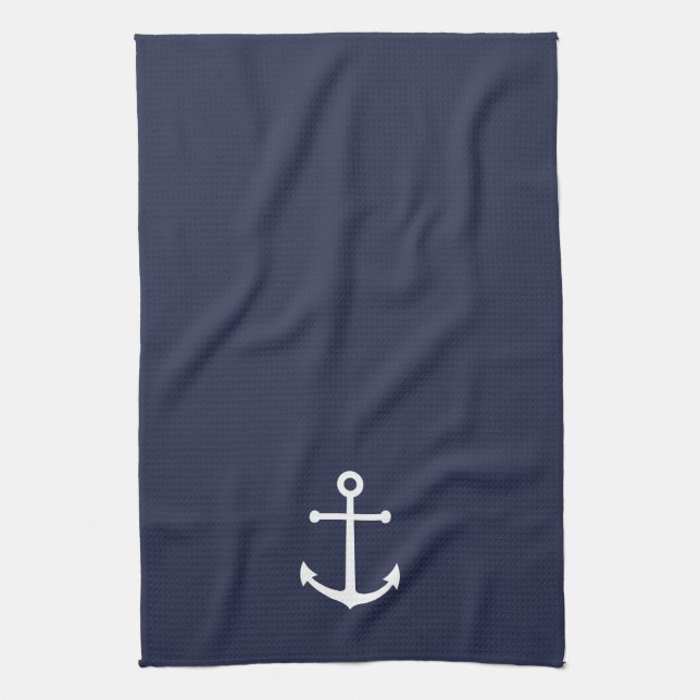 Linge De Cuisine Ancre bleue marine (Vertical)