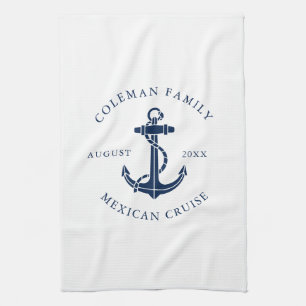 Linge De Cuisine Ancre de bateau bleu marine nautique personnalisée