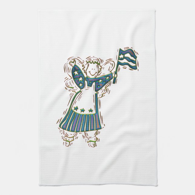 Linge De Cuisine Ange patriotique (Vertical)
