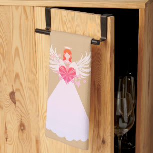 Linge De Cuisine Angel Heart Stars Ailes Halo rose Beige
