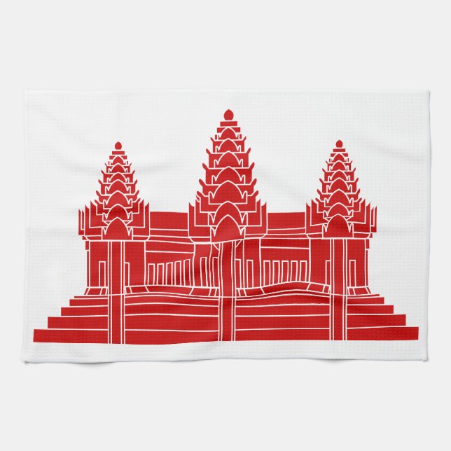 Linge De Cuisine Angkor Vat Cambodgien / Drapeau Khmer (Horizontal)