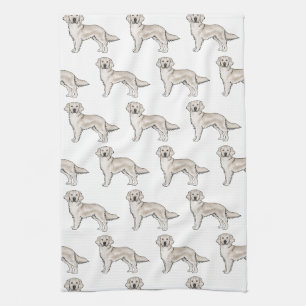 Linge De Cuisine Anglais Crème Golden Retriever mignon chien Motif