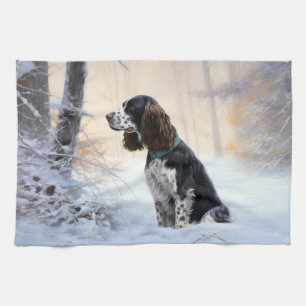 Linge De Cuisine Anglais Springer Spaniel Laissez-le neiger Noël