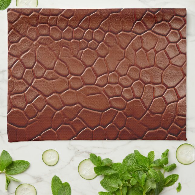 Linge De Cuisine Animal Brown en cuir de l'Ouest (Plié)