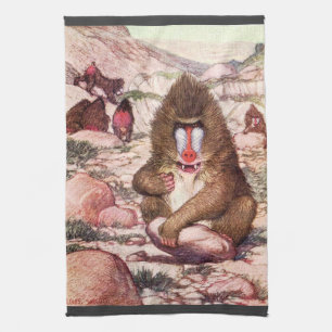 Linge De Cuisine Animal Sauvage Vintage, Babouins par Louis Sargent