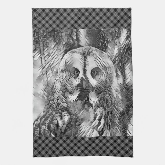 Linge De Cuisine AnimalArtBW_Owl_001 (Vertical)