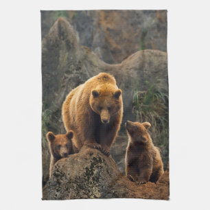 Linge De Cuisine Animaux de bébés cutest   Famille d'ours Brown