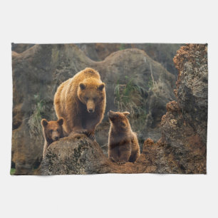 Linge De Cuisine Animaux de bébés cutest   Famille d'ours Brown