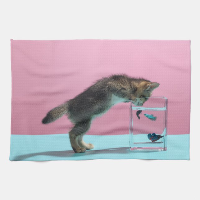 Linge De Cuisine Animaux de bébés cutest | Kitten En regardant le b (Horizontal)