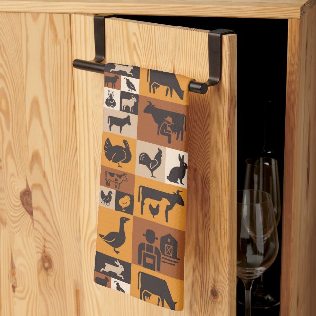 Linge De Cuisine Animaux de ferme (Pliage en tiers)