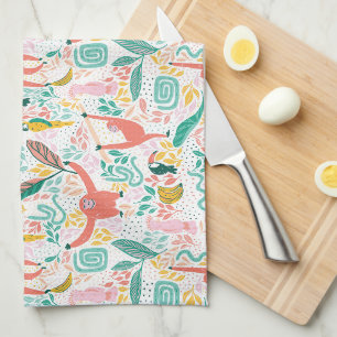 Linge De Cuisine Animaux de jungle heureux colorés motif tropical