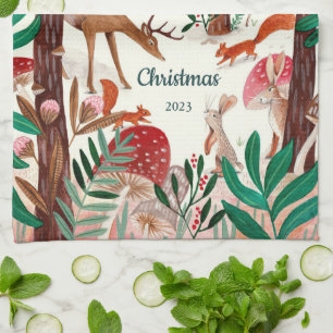 Linge De Cuisine Animaux mignons de la forêt de Noël