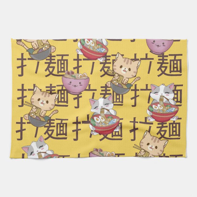 Linge De Cuisine Anime japonais Cat Ramen Noodles (Horizontal)