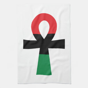 Linge De Cuisine Ankh rouge, noir et vert