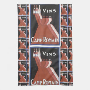 Linge De Cuisine Annonce vintage "camp Romain " d'affiche de vin de