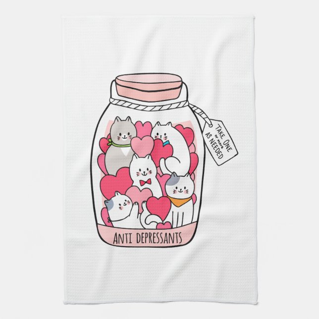 Linge De Cuisine Antidépresseur de chat Drôle cadeau Amoureux des c (Vertical)