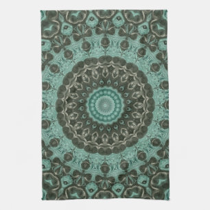Linge De Cuisine Antiqued Emerald and Turquoise Medallion