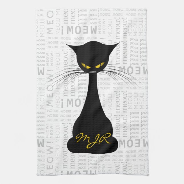 Linge De Cuisine APAL : Coutume de Meow de chat noir (Vertical)