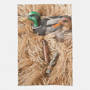 Linge De Cuisine Appel Mallard Drake de canard chassant la